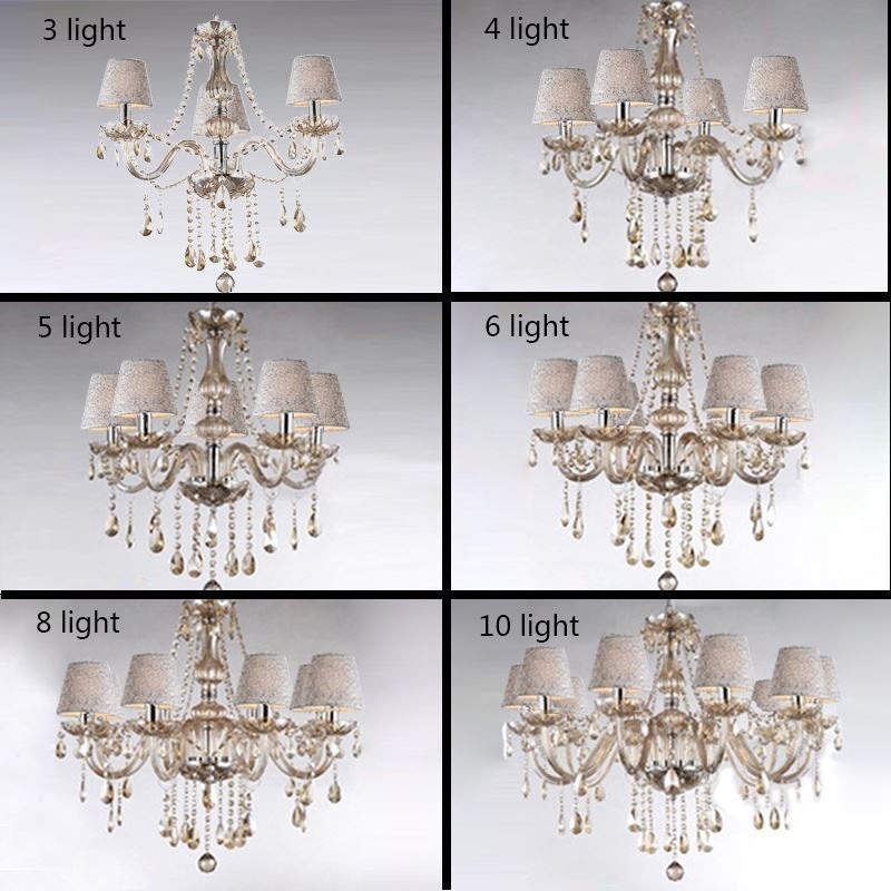 Classic European Crystal Chandelier Cognac Pendant Light