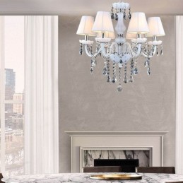 European Crystal Chandelier Unique White Jade Pendant Light