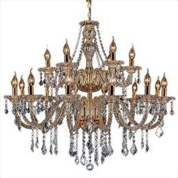 Luxury Crystal Chandelier Golden European Threaded Arm Ceiling Light