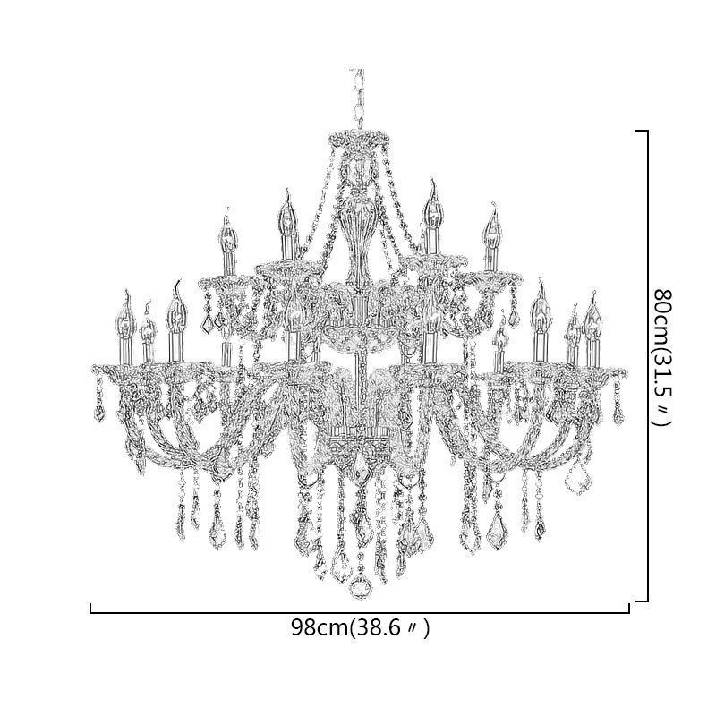 Luxury Crystal Chandelier Golden European Threaded Arm Ceiling Light