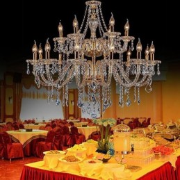 Luxury Crystal Chandelier Golden European Threaded Arm Ceiling Light