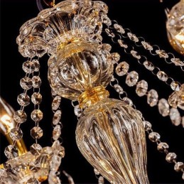 Luxury Crystal Chandelier Golden European Threaded Arm Ceiling Light