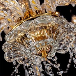 Luxury Crystal Chandelier Golden European Threaded Arm Ceiling Light