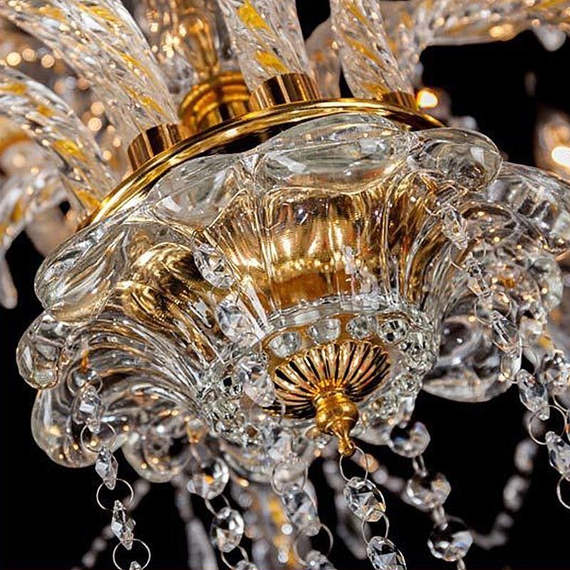 Luxury Crystal Chandelier Golden European Threaded Arm Ceiling Light