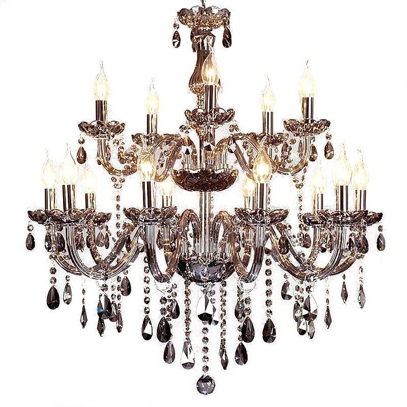 Large European Crystal Chandelier Elegant Pendant Light