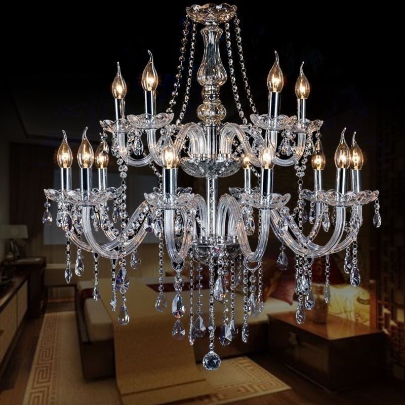 European Crystal Chandelier Transparent Pendant Light