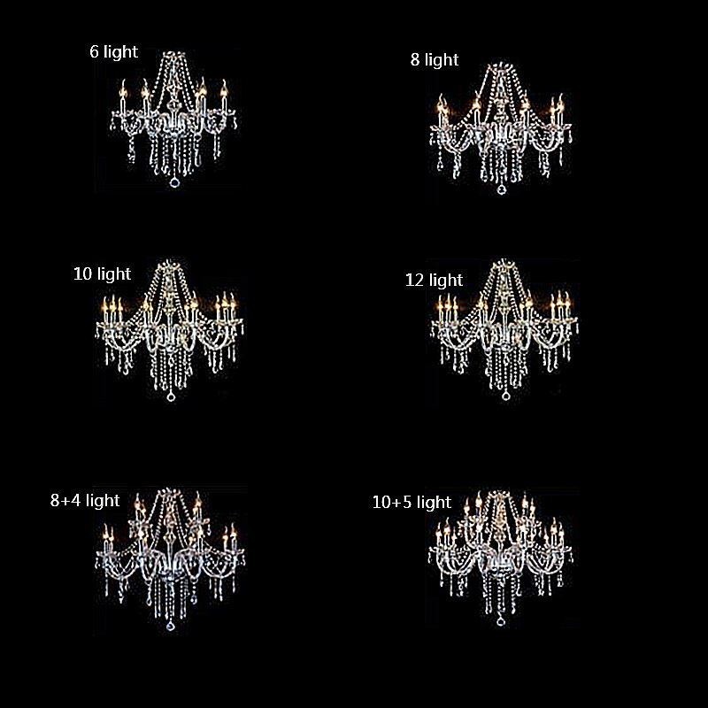 Large European Crystal Chandelier Transparent Ceiling Light
