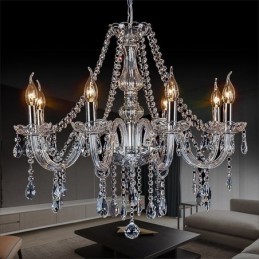 Large European Crystal Chandelier Transparent Ceiling Light