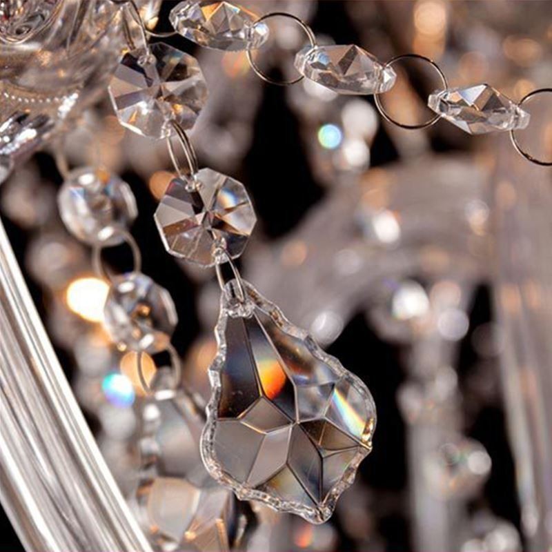 Large European Crystal Chandelier Transparent Ceiling Light