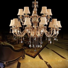 Large Luxury Crystal Chandelier European Amber Ceiling Light