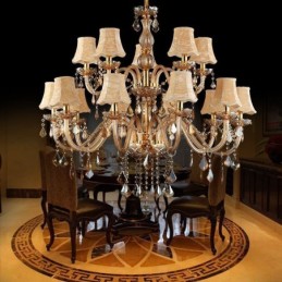 Large Luxury Crystal Chandelier European Amber Ceiling Light