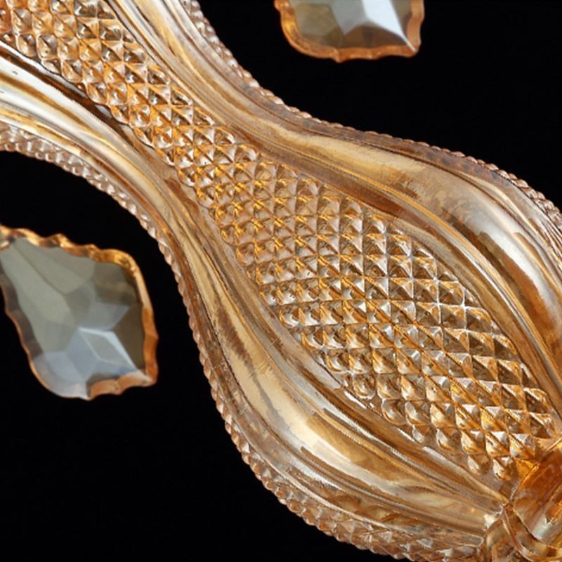 Large Luxury Crystal Chandelier European Amber Ceiling Light
