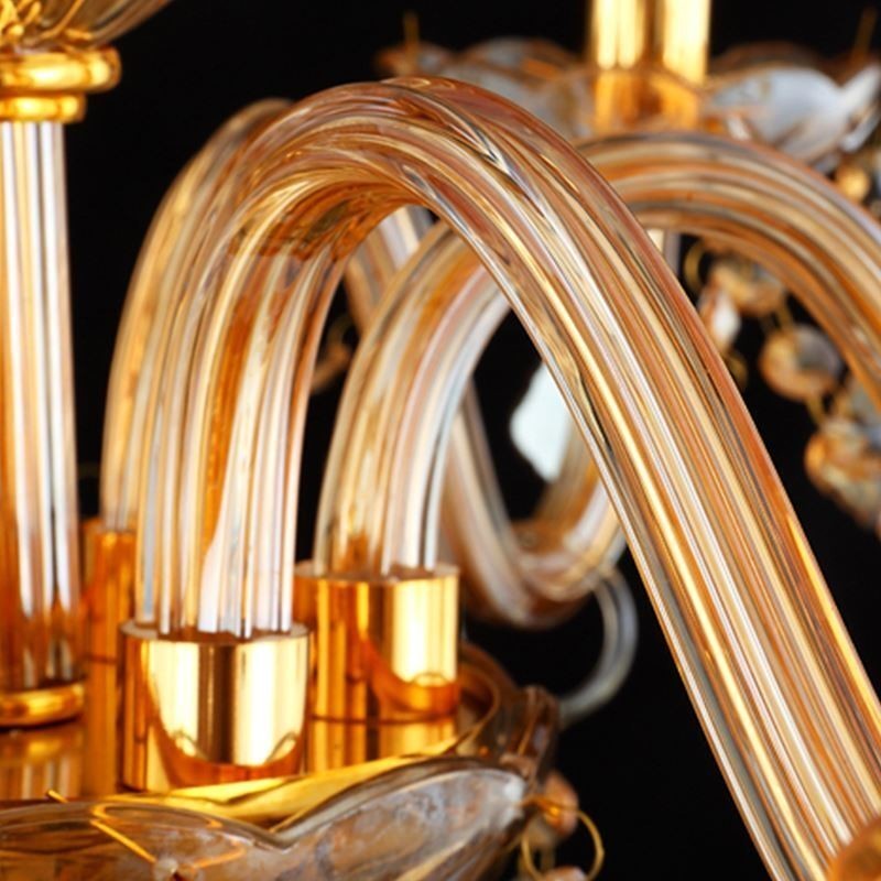 Large Luxury Crystal Chandelier European Amber Ceiling Light