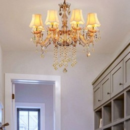 European Crystal Chandelier Elegant Amber Pendant Light