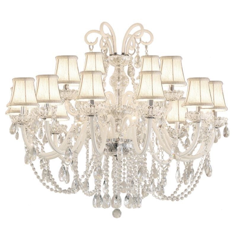 Large European Crystal Chandelier White Pendant Light