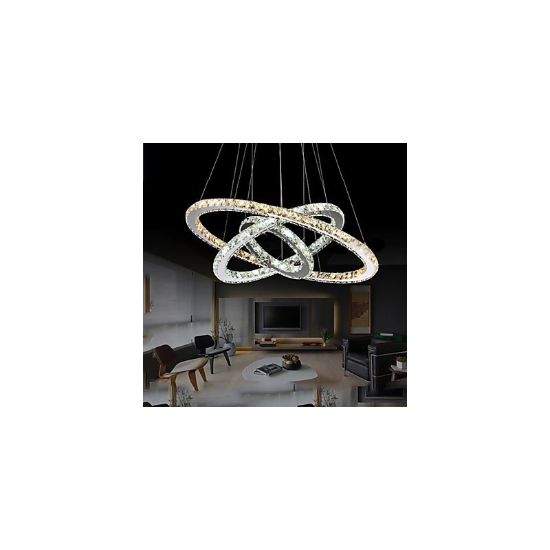 Pendant Lamps Amber and Clear K9 Crystal Chandelier Lights Lighting with 3 Ring