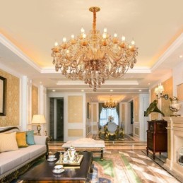 European Crystal Chandelier Luxury Cognac Pendant Light