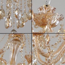 European Crystal Chandelier Luxury Cognac Pendant Light