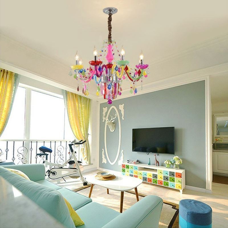 Colourful Crystal Chandelier European Unique Pendant Light