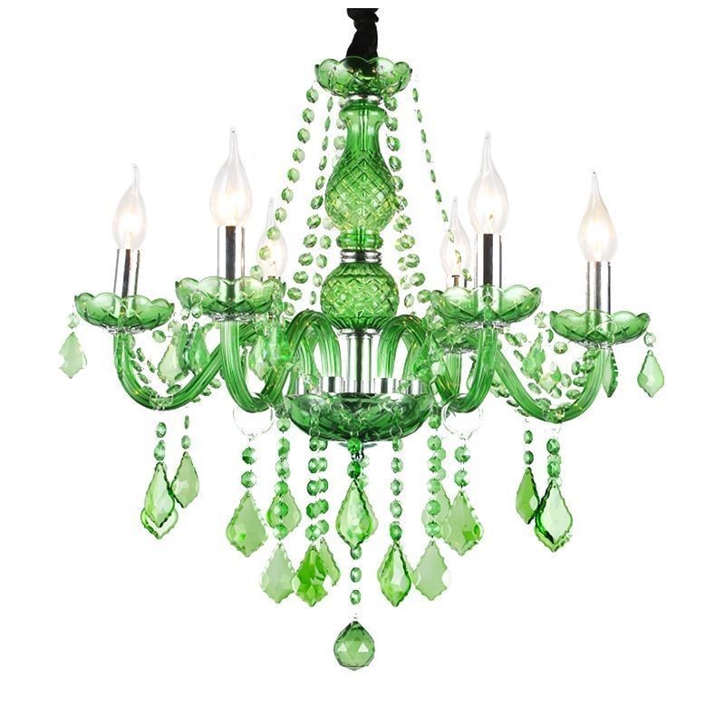 Unique Crystal Chandelier European Style Grass Green Pendant Light