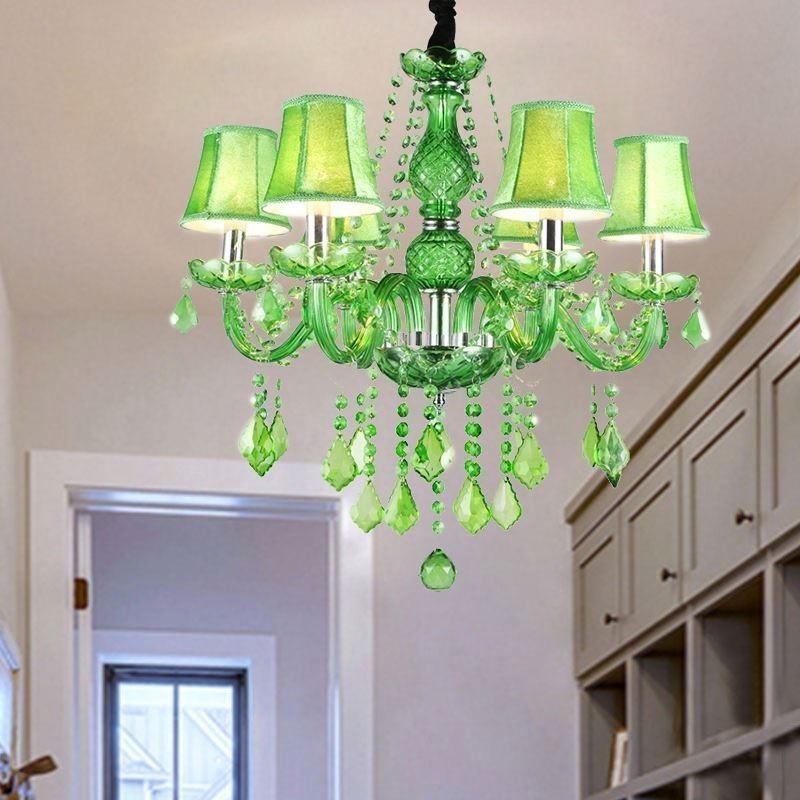 Unique Crystal Chandelier European Style Grass Green Pendant Light