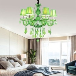 Unique Crystal Chandelier European Style Grass Green Pendant Light