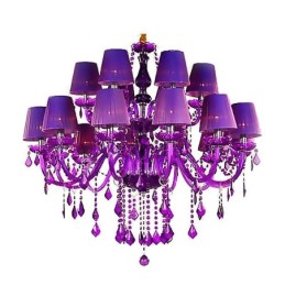 European Style Crystal Chandelier Purple Pendant Light