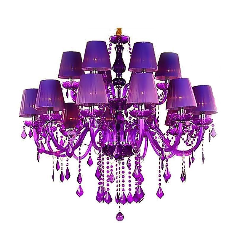 European Style Crystal Chandelier Purple Pendant Light