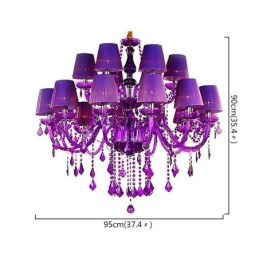European Style Crystal Chandelier Purple Pendant Light