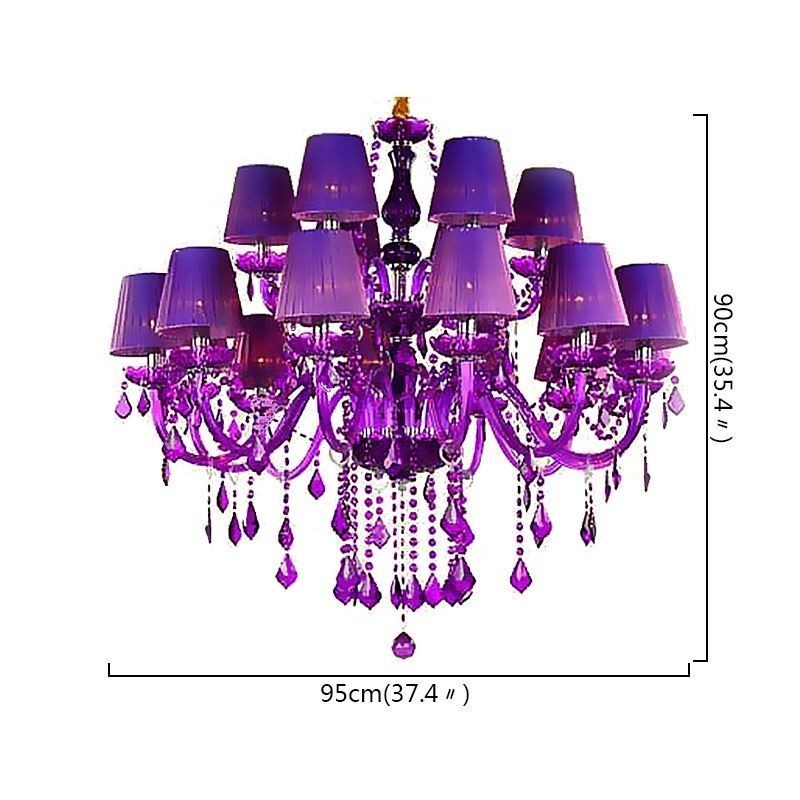 European Style Crystal Chandelier Purple Pendant Light