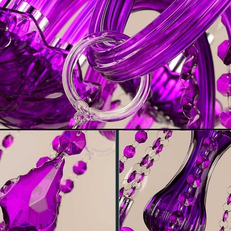 European Style Crystal Chandelier Purple Pendant Light