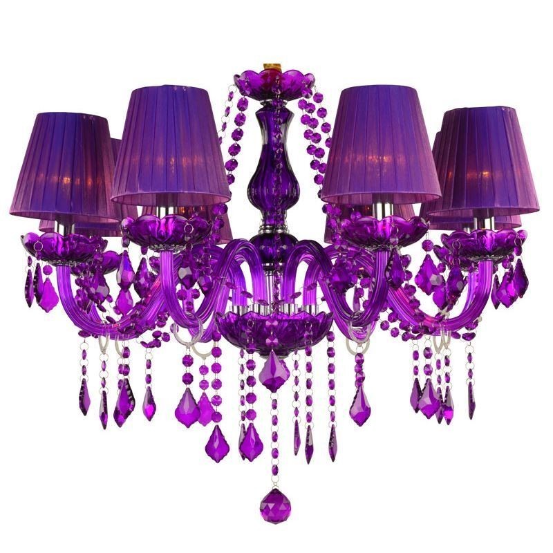 Elegant Crystal Chandelier European Style Purple Pendant Light