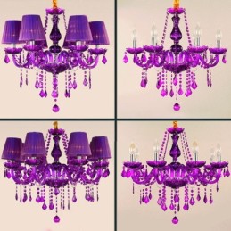 Elegant Crystal Chandelier European Style Purple Pendant Light