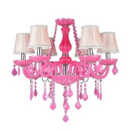 European Style Crystal Chandelier Pink Pendant Light Romantic