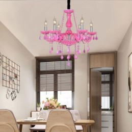 European Style Crystal Chandelier Pink Pendant Light Romantic