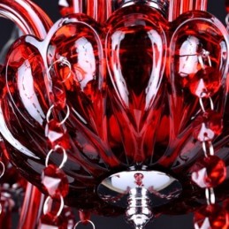 European Crystal Chandelier Red Colour Pendant Light