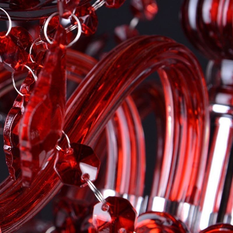 European Crystal Chandelier Red Colour Pendant Light