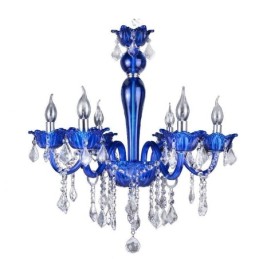 European Style Crystal Chandelier Blue Crystal Glass Pendant Light