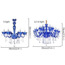 European Style Crystal Chandelier Blue Crystal Glass Pendant Light