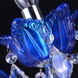 European Style Crystal Chandelier Blue Crystal Glass Pendant Light