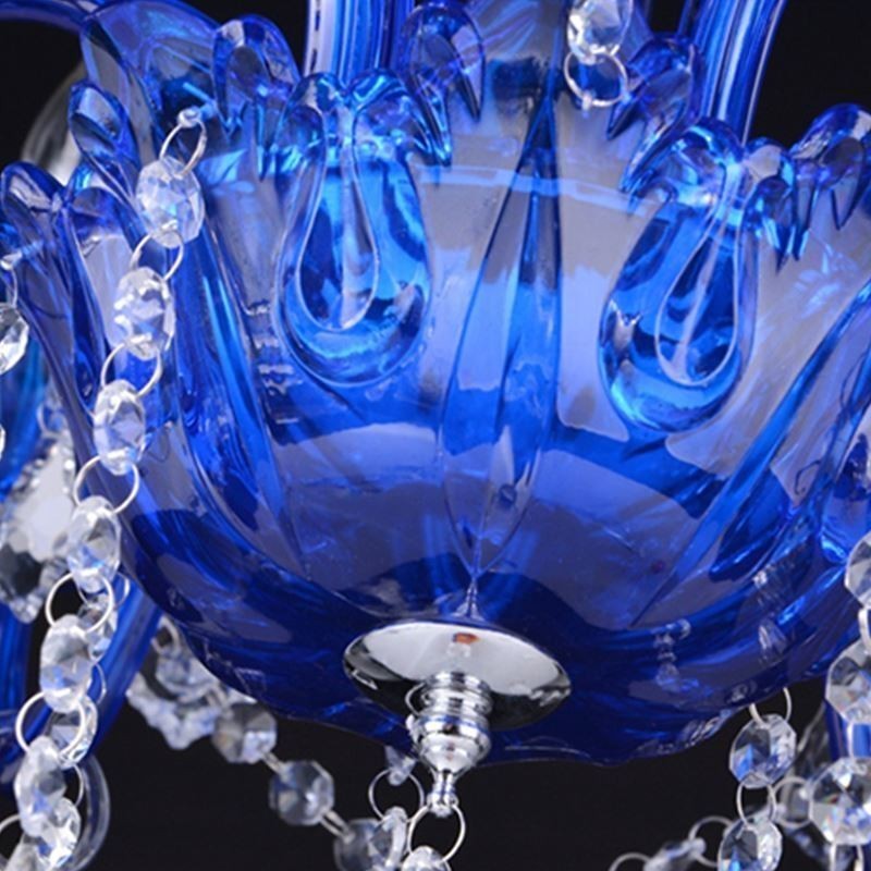 European Style Crystal Chandelier Blue Crystal Glass Pendant Light