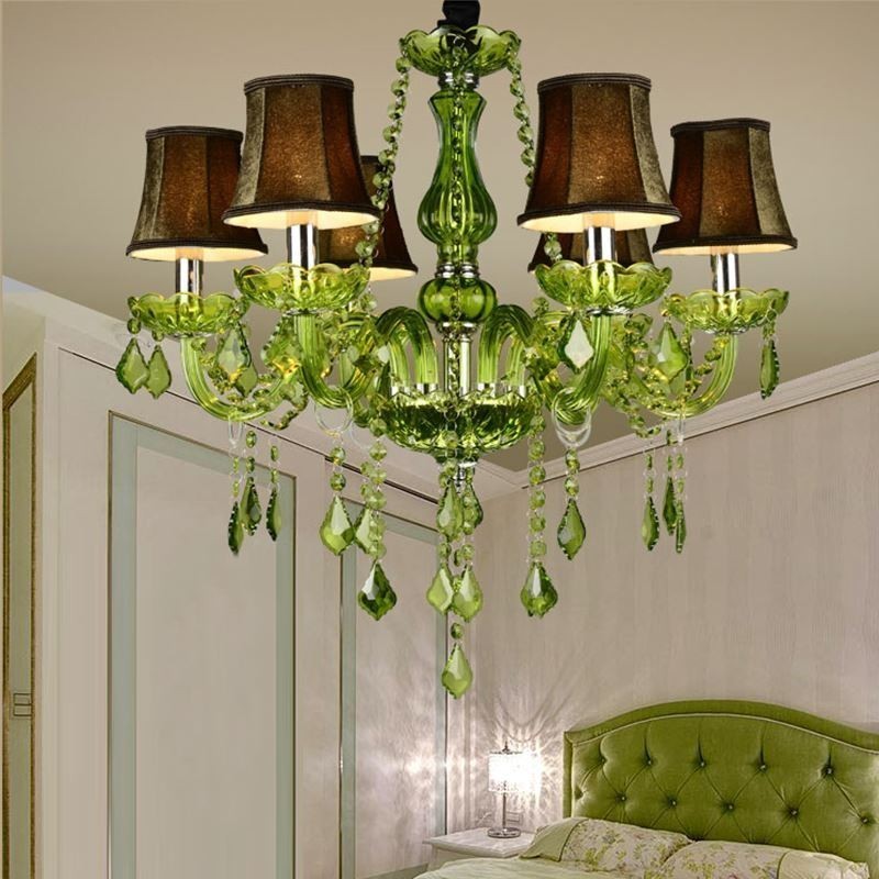 European Style Crystal Chandelier Unique Green Pendant Light