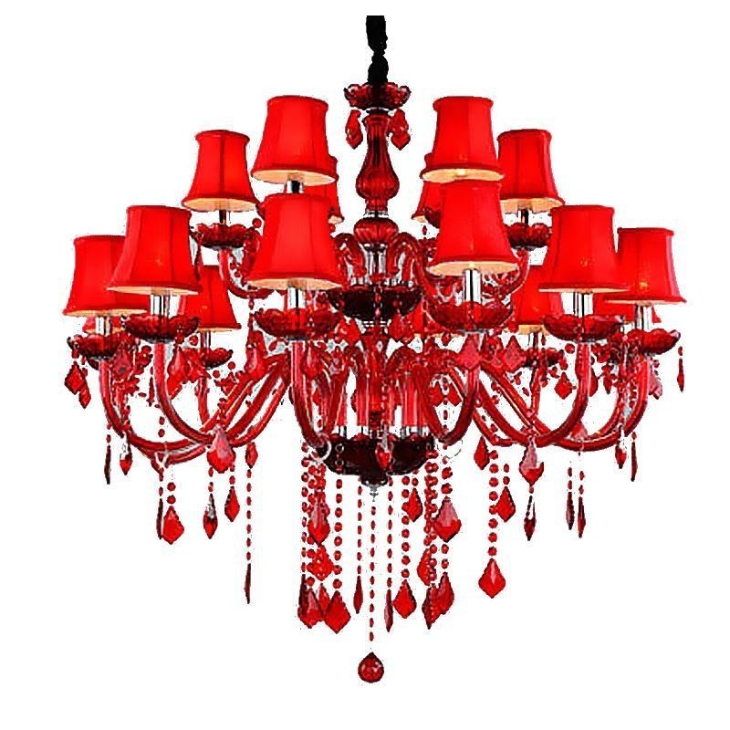 Crystal Chandelier European Red Colour Pendant Light