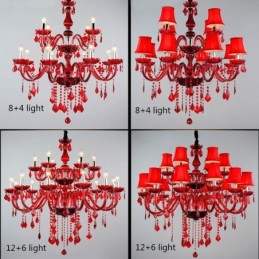 Crystal Chandelier European Red Colour Pendant Light