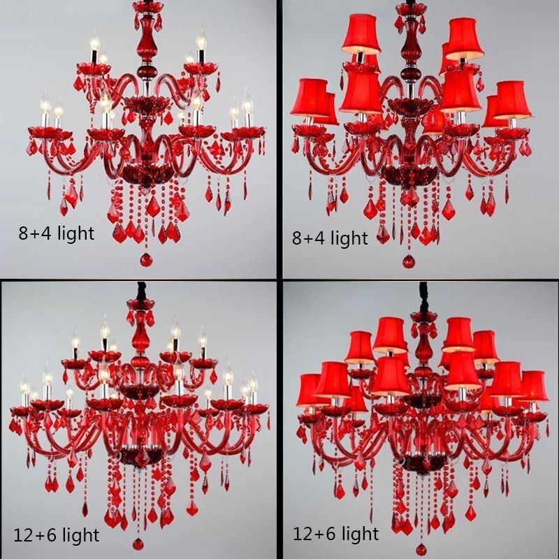 Crystal Chandelier European Red Colour Pendant Light