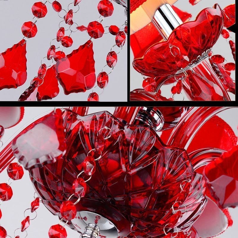 Crystal Chandelier European Red Colour Pendant Light