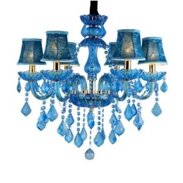Elegant Crystal Chandelier European Blue Pendant Light