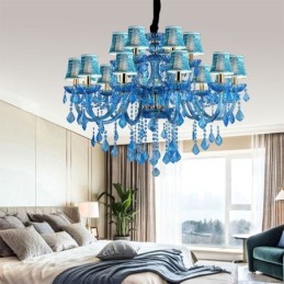 Elegant Crystal Chandelier European Blue Pendant Light