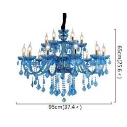 Elegant Crystal Chandelier European Blue Pendant Light