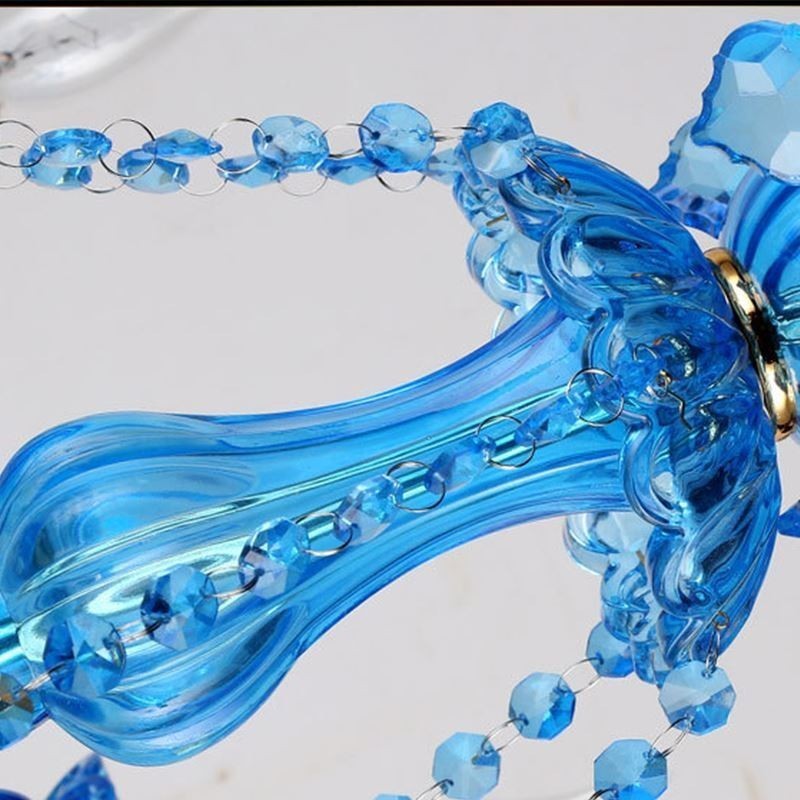 Elegant Crystal Chandelier European Blue Pendant Light